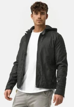 Indicode Jeans MIGUEL - Kunstlederjacke - Dark Grey