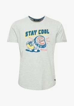 Indicode Jeans IDDANIEL - T-Shirt Print - Light Grey Mix -INDICODE JEANS Kleidung 4726e08abbe34db0ba60ba30c626857f