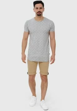 Indicode Jeans T-Shirt Print - Lt Grey Mix -INDICODE JEANS Kleidung 5c243fe609c84833b720bead824d8979
