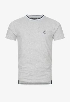 Indicode Jeans T-Shirt Basic - Lt Grey Mix -INDICODE JEANS Kleidung 617addc911e94877b66323359fdc8469