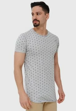 Indicode Jeans T-Shirt Print - Lt Grey Mix -INDICODE JEANS Kleidung 7a0b8e0dac144c43ae6af90f4e1248d8