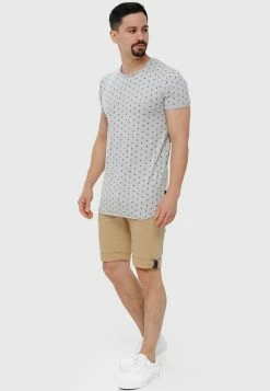 Indicode Jeans T-Shirt Print - Lt Grey Mix -INDICODE JEANS Kleidung 7a8d613984944dbb889002b9f0e54870