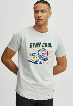 Indicode Jeans IDDANIEL - T-Shirt Print - Light Grey Mix