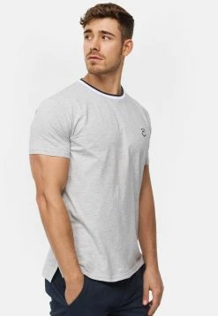 Indicode Jeans T-Shirt Basic - Lt Grey Mix -INDICODE JEANS Kleidung b6088bbc1b374f15b0061c7be190fea4